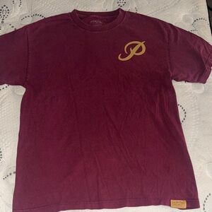 Primitive Maroon Short Sleeve Tee with Gold 'P' Chest Logo size large